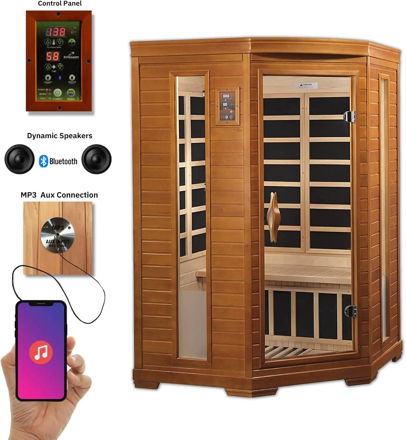 2 Person Infrared Corner Sauna for Home Low EMF Indoor Saunas Full Size Indoor Personal Spa help you unwind and relax
