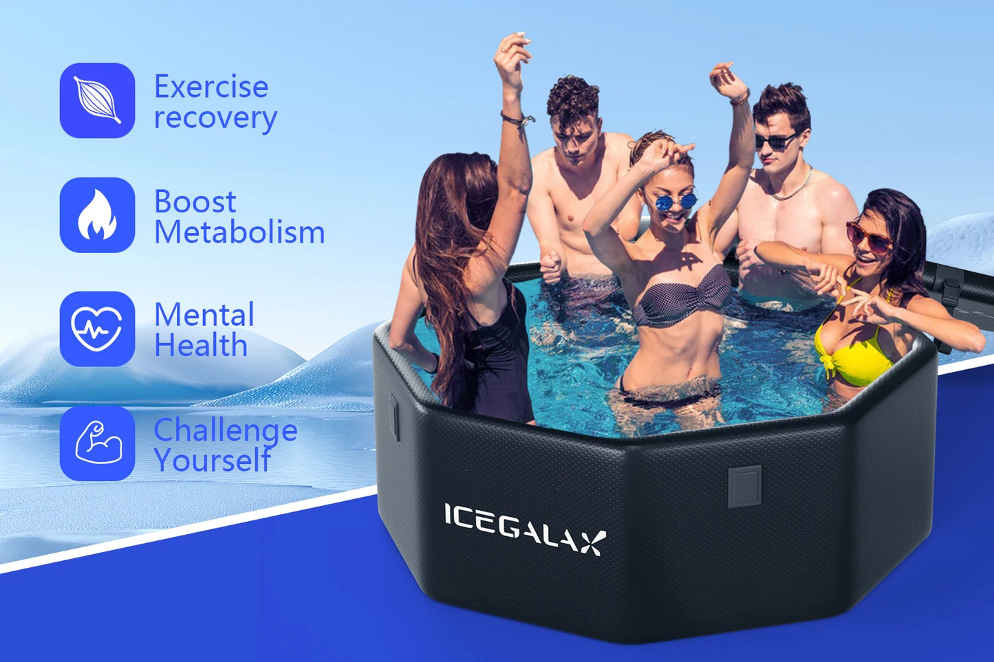 JW Hot Sale Best Factory Inflatable Ice Bath Eight-side Party Cold Plunge Tub Pod Recovery Cold Plunge Tub with Ice Bath Chill