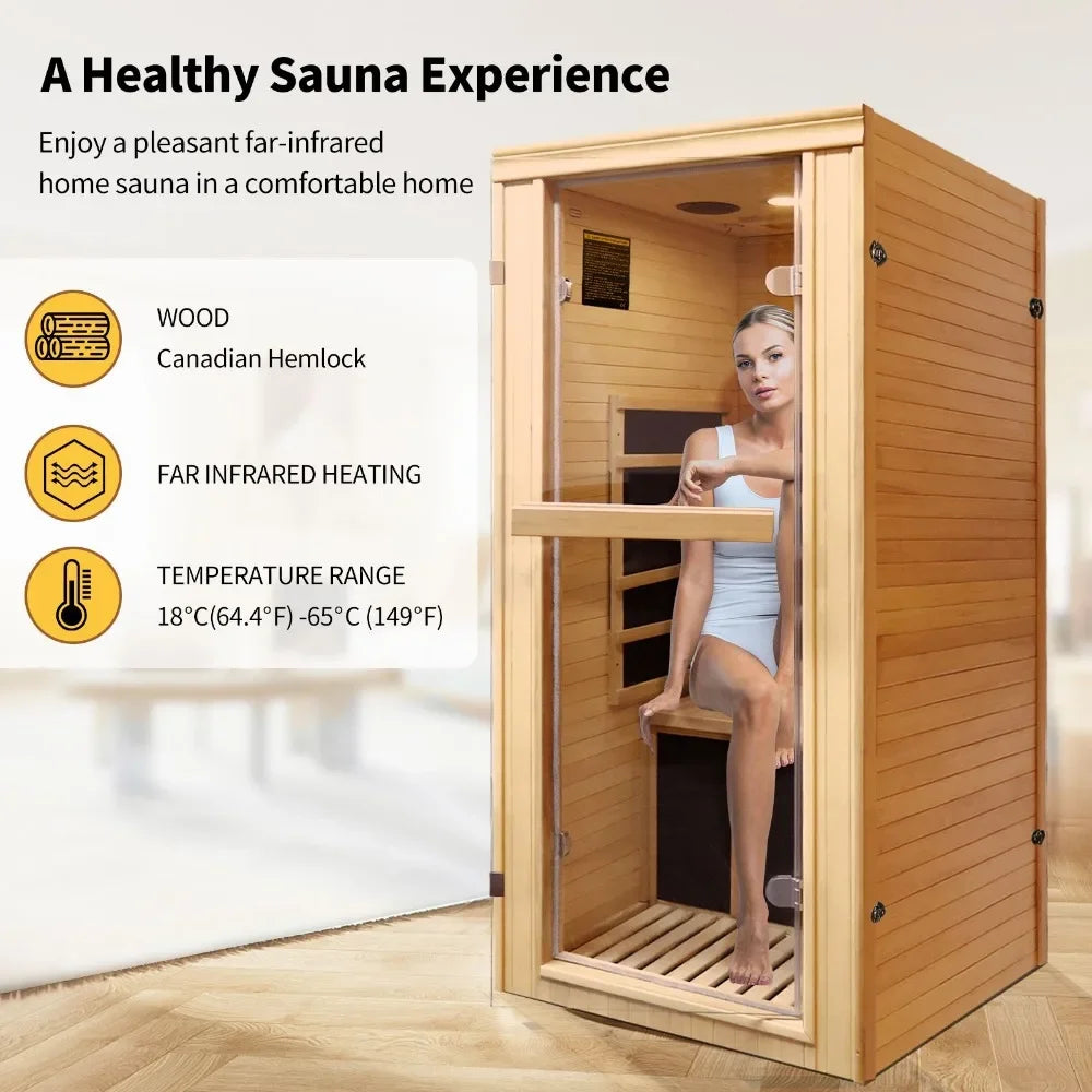 Single Person Far-infrared Sauna Room, Person Spa, Equipped with Bluetooth Music Player, Infrared Sauna Room Indoor Saunas