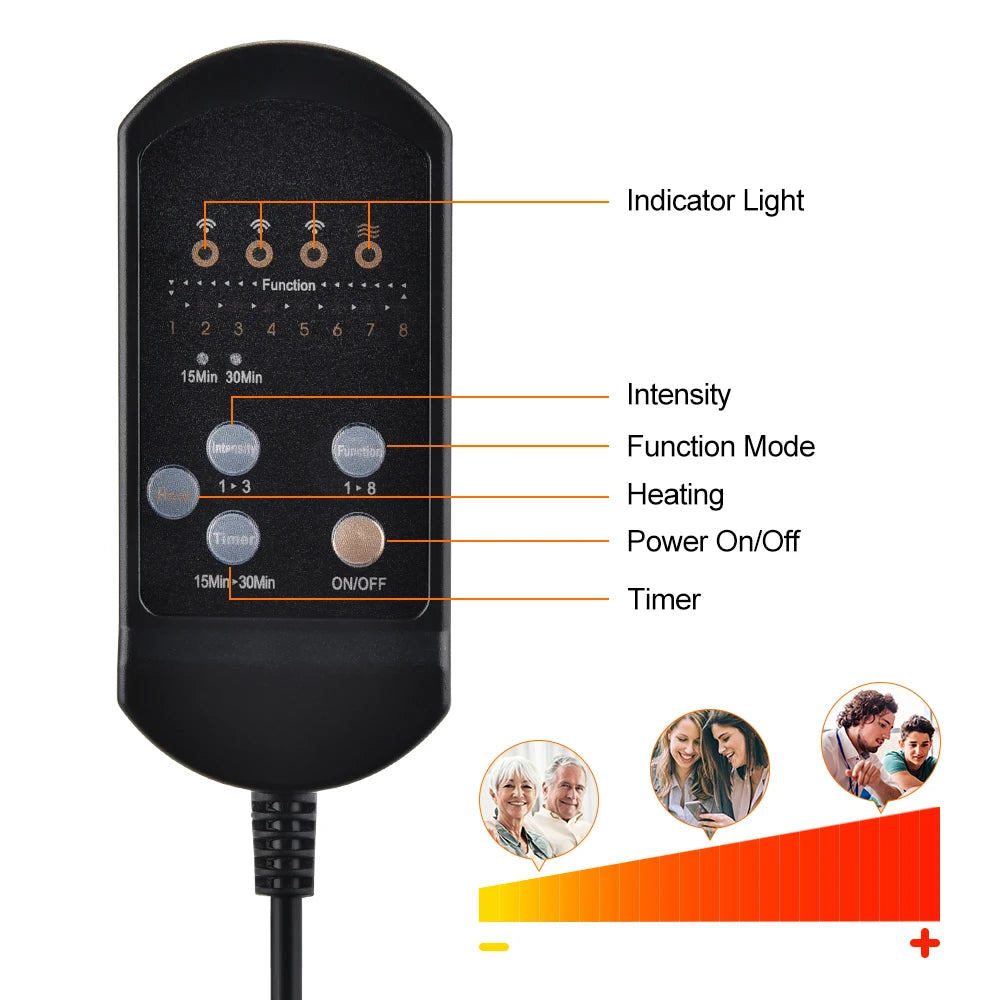 Electric Massage Chair Pad Heating Vibrating Full Body Back Massager Car Chair Cushion Home Office Lumbar With Remote Controls