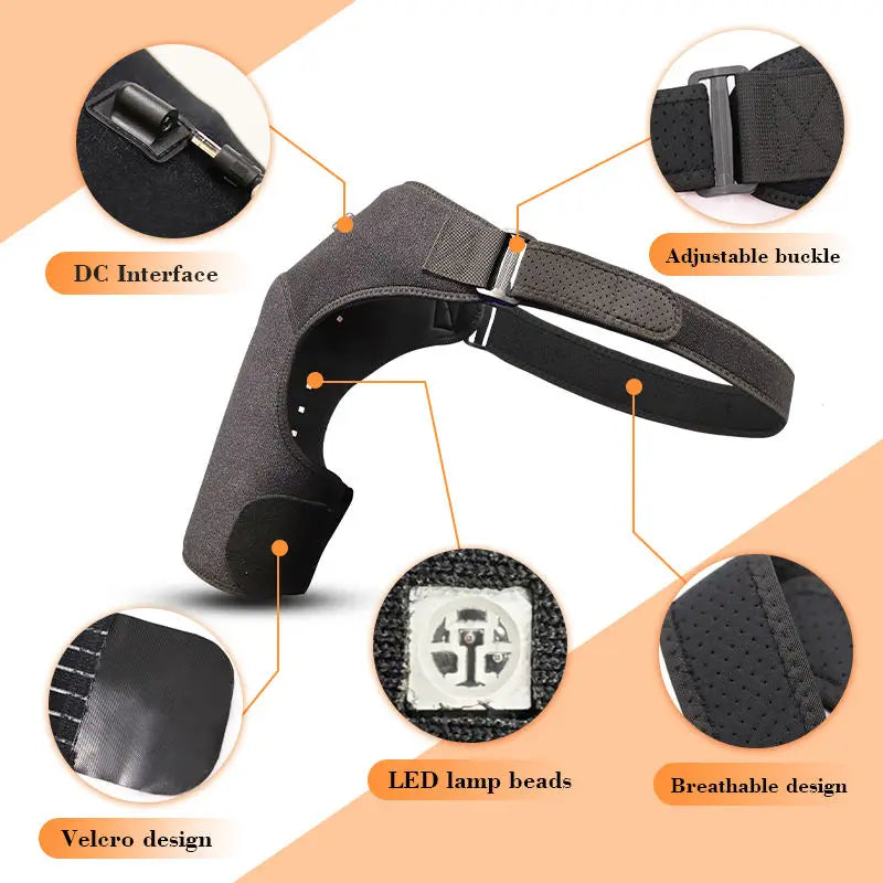 Red Light Therapy Shoulder Brace,660&850 nm Infrared Therapy Wrap with Pulse Therapy for Shoulder Pain Relief(Cordless or Wired)