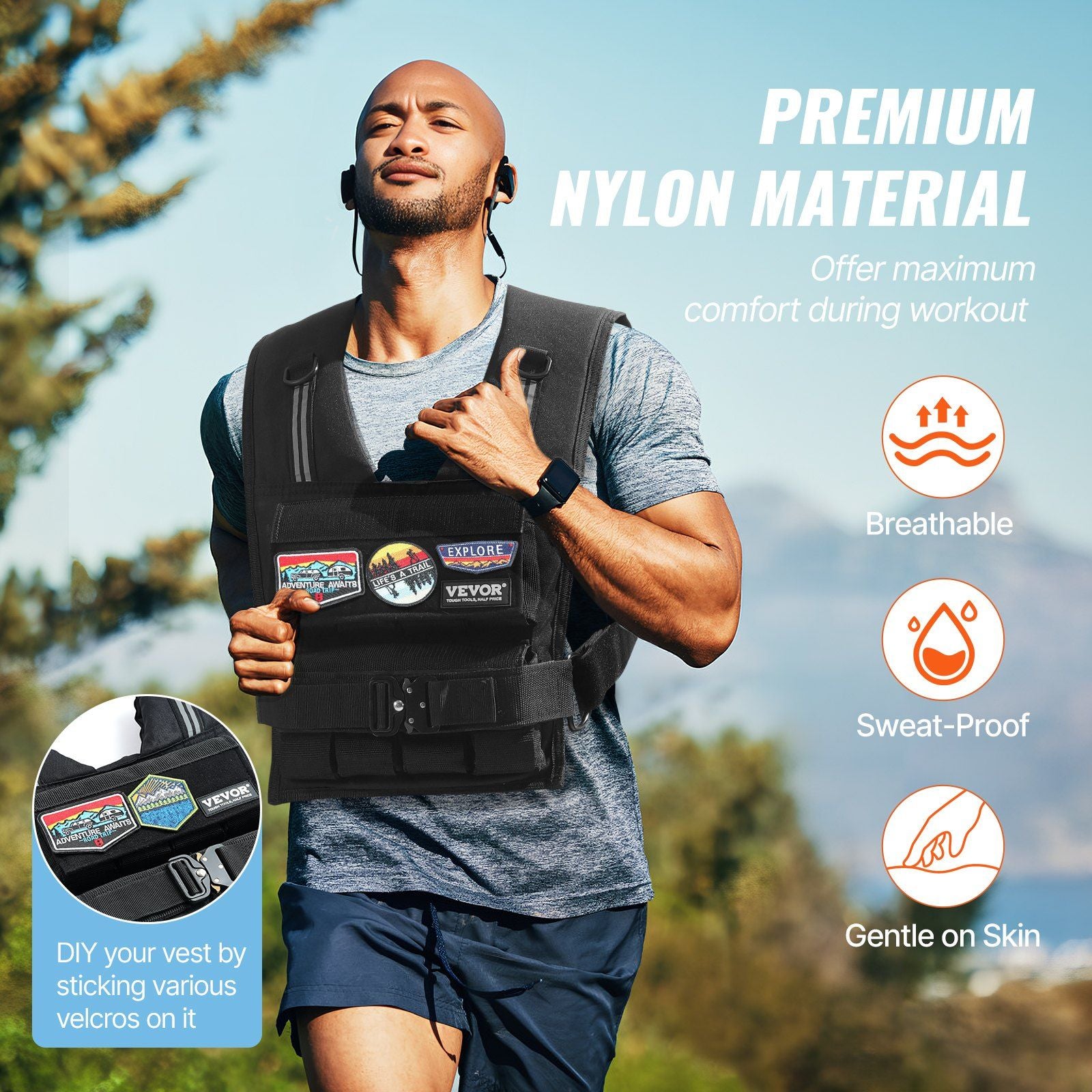 Breathable, sweat-proof and gentle on skin vest in black color.