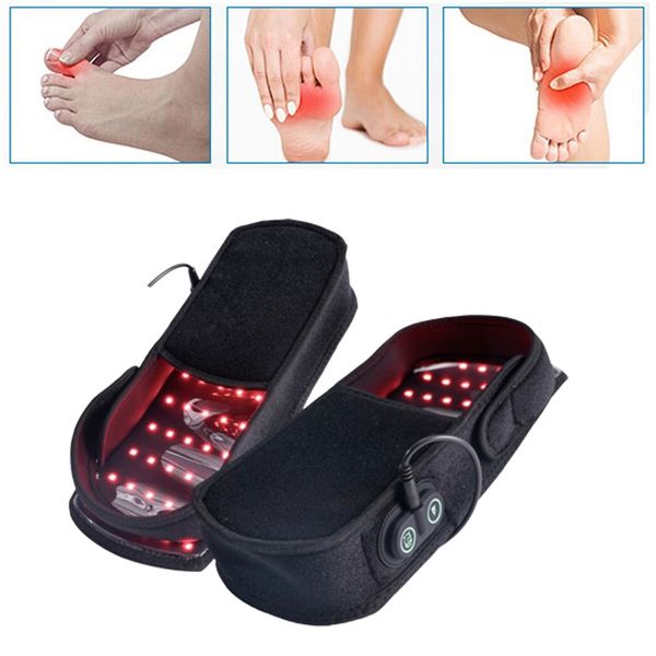 Black LED foot massager with inset images of feet experiencing discomfort.