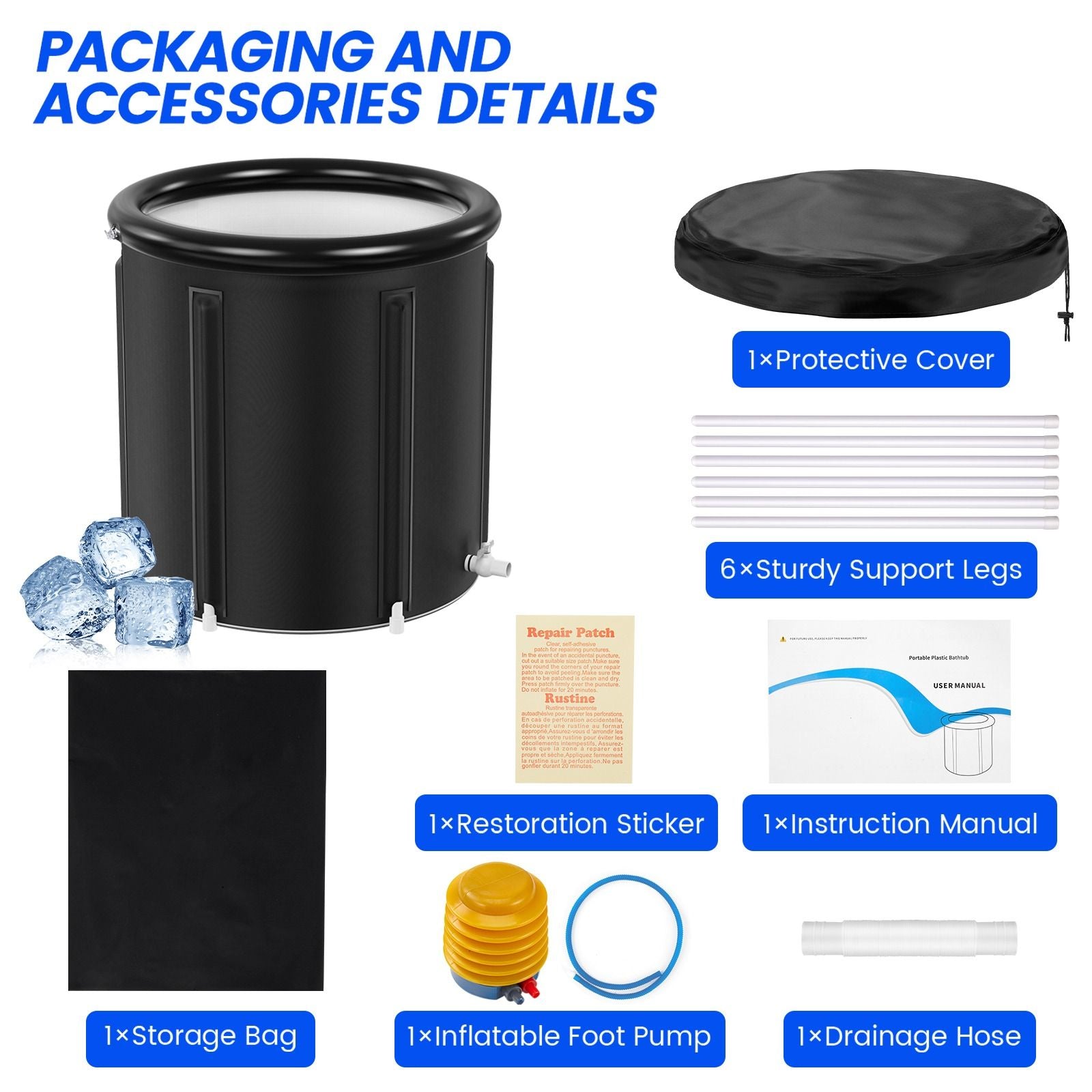 Black storage barrel with accessorie.
