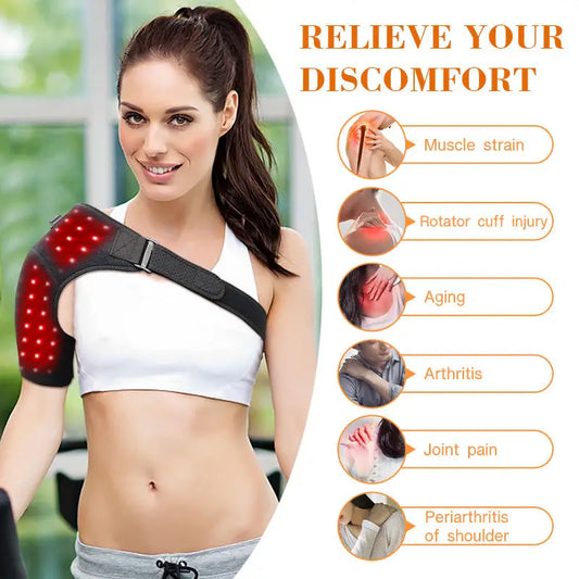 Red Light Therapy Shoulder Brace,660&850 nm Infrared Therapy Wrap with Pulse Therapy for Shoulder Pain Relief（Cordless or Wired）
