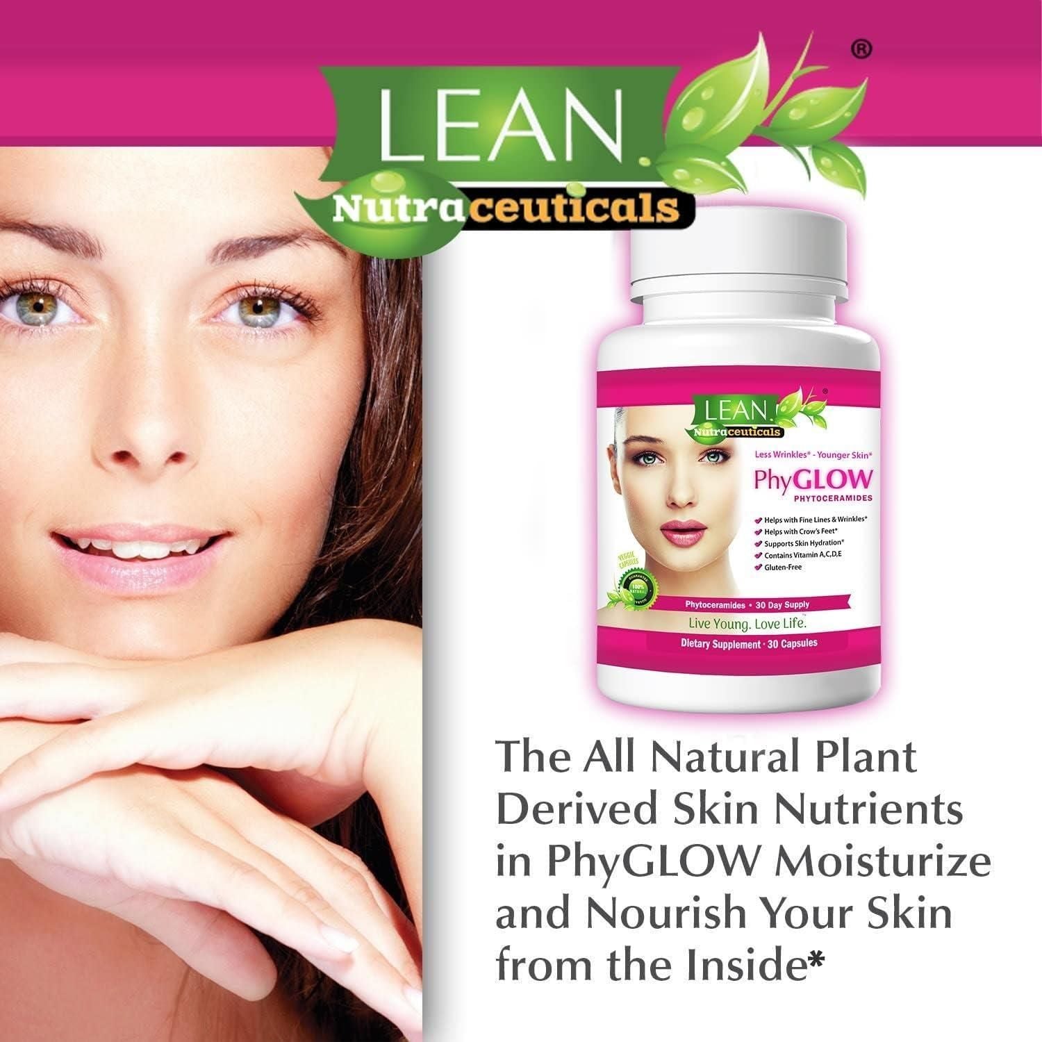 LEAN Nutraceuticals PhyGLOW supplement bottle.