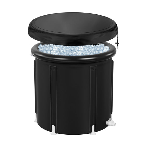 Black cooler with ice on a white background