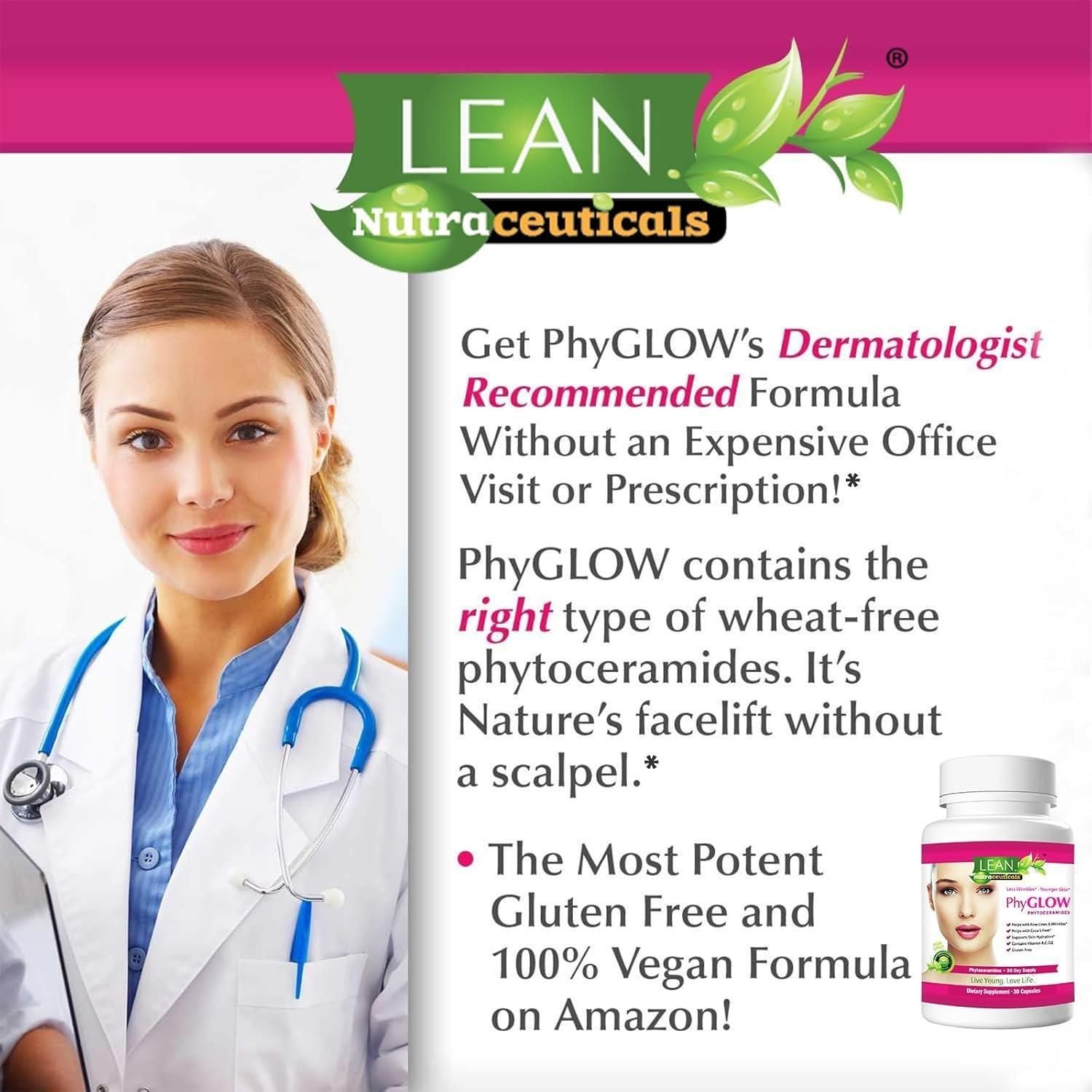 Advertisement for Lean Nutraceuticals with a doctor and product packaging.