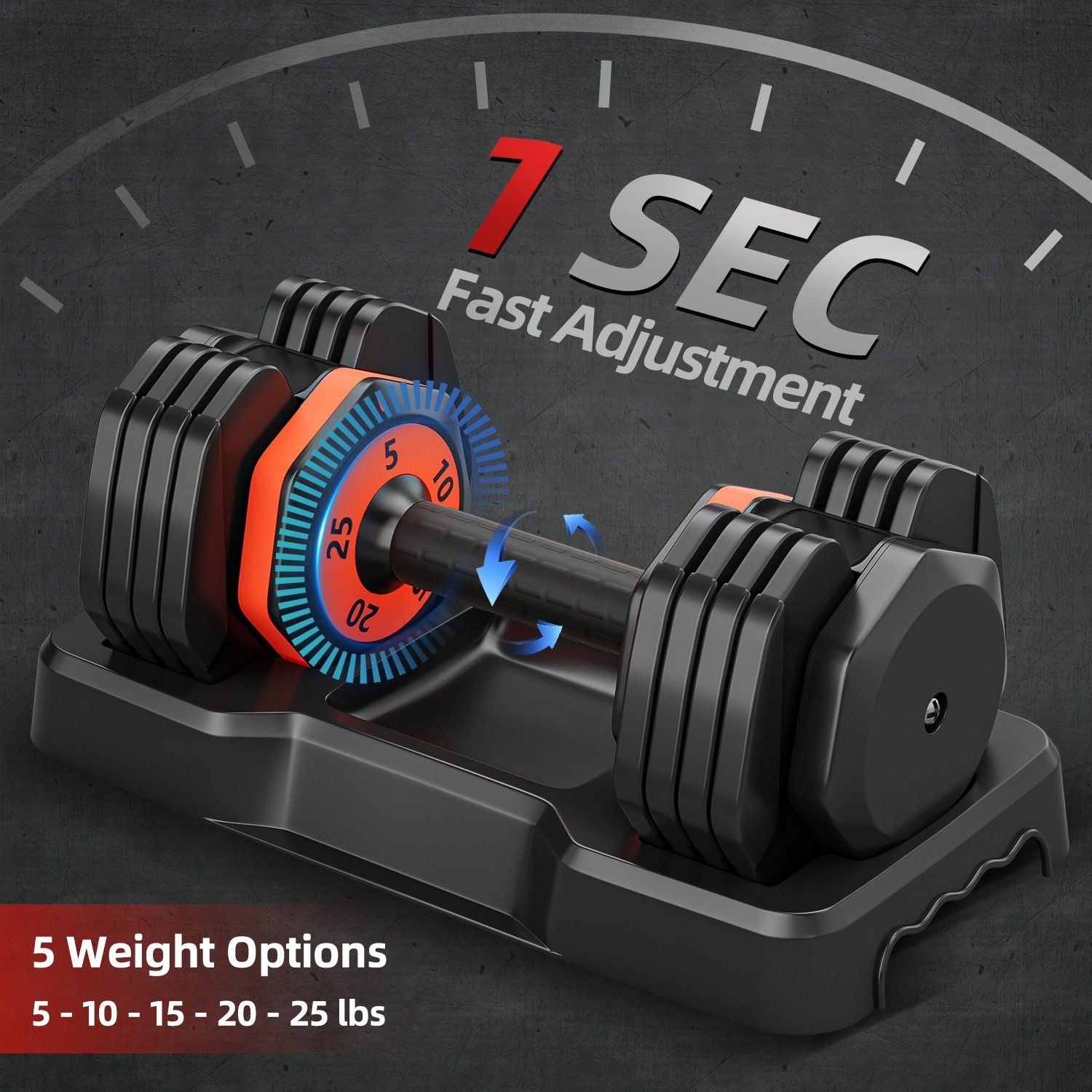 Adjustable dumbbells with weight adjustment mechanism.