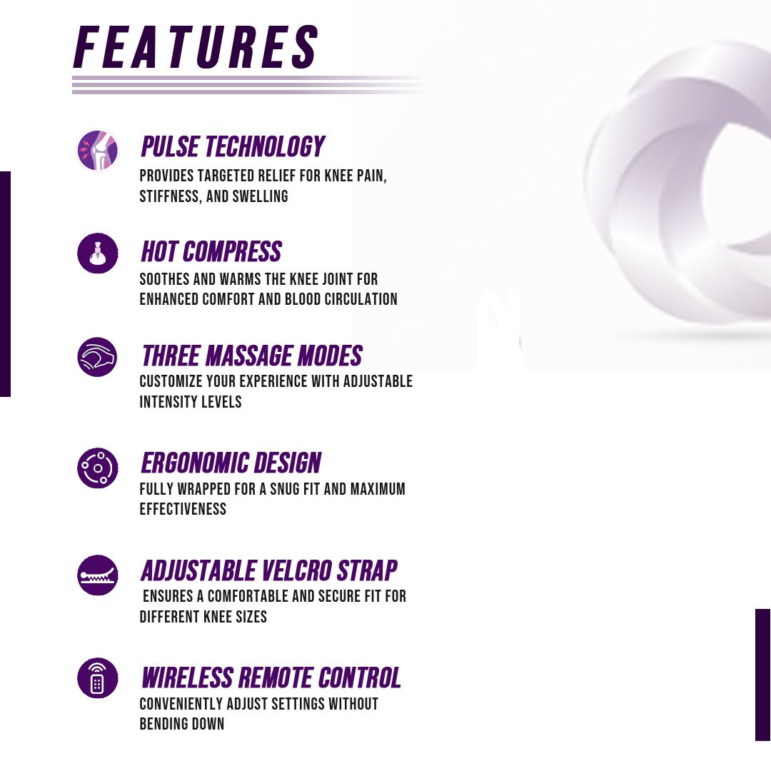 List of features for a knee product.