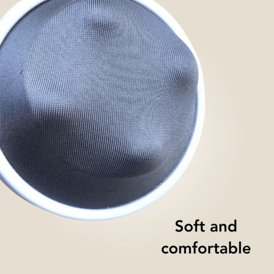 Close-up of a textured object with 'Soft and comfortable'.
