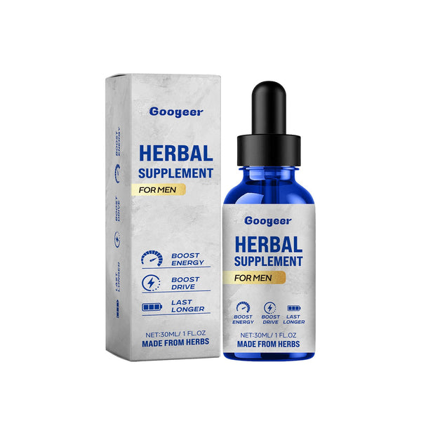 Googeer herbal supplement for men with dropper bottle.