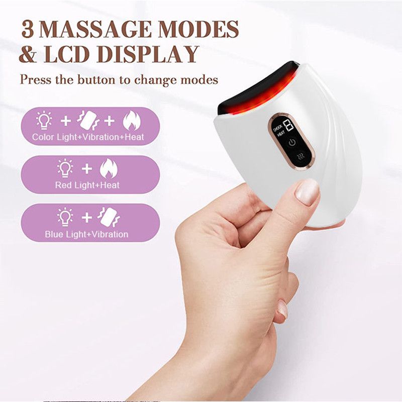  A white electronic device with massage modes and LCD display.