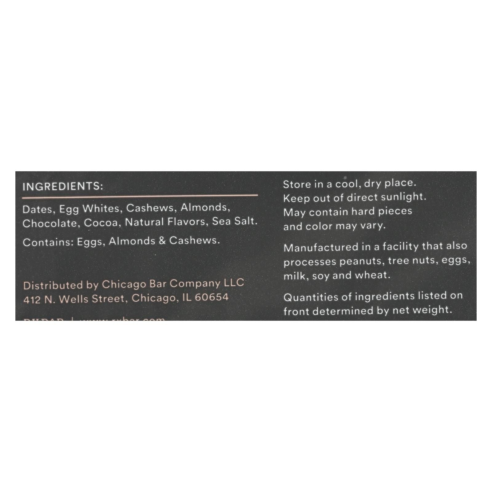 Black label with white text containing ingredients and storage instructions.