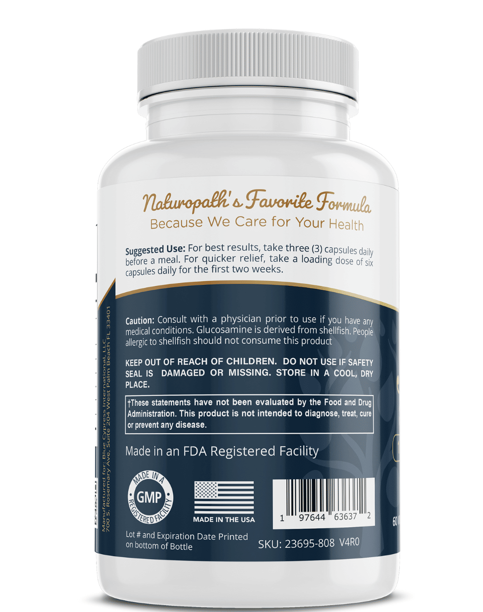 Supplement bottle labeled 'Naturopath's Favorite Formula' with a white cap.