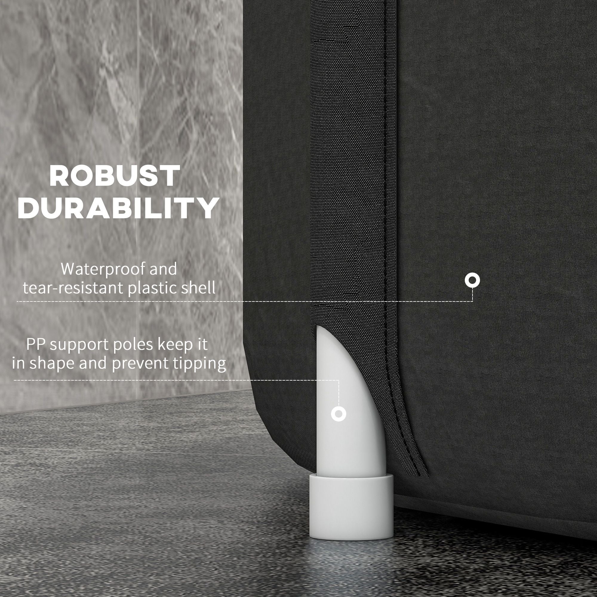 Black suitcase with white support pole.