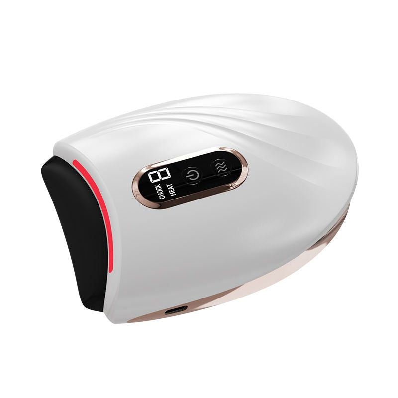 White electronic device with digital display.