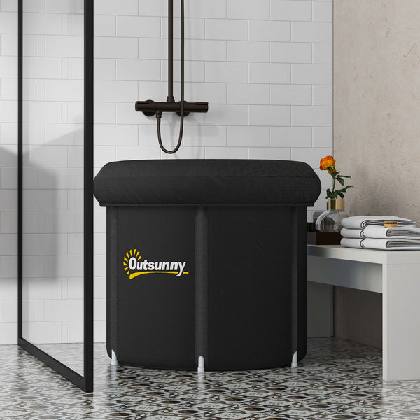 Black laundry basket with 'Outsunny' logo.