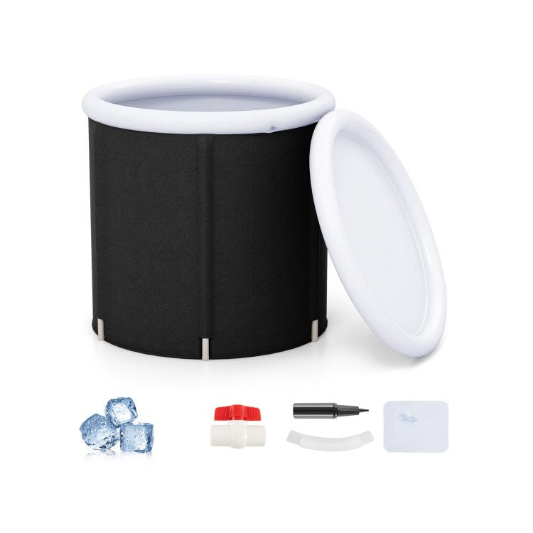 Black and white container with accessories on a white background.