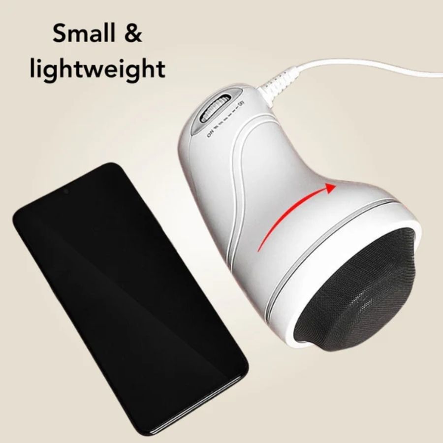 Small and lightweight device with a smartphone on a beige background.