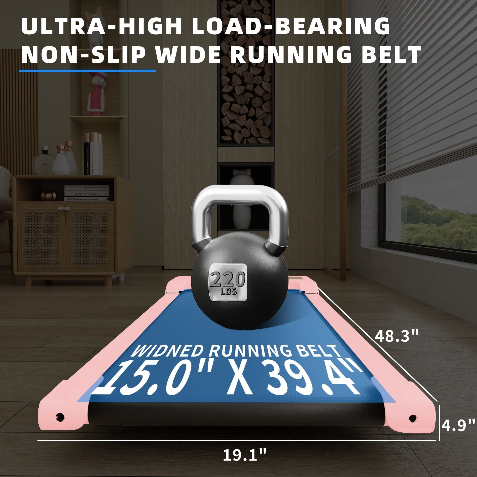 "15.0*39.4" widned running belt treadmill.