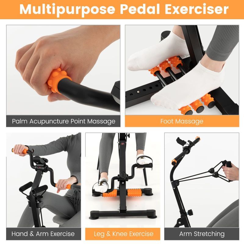 Multipurpose pedal exerciser with various uses.