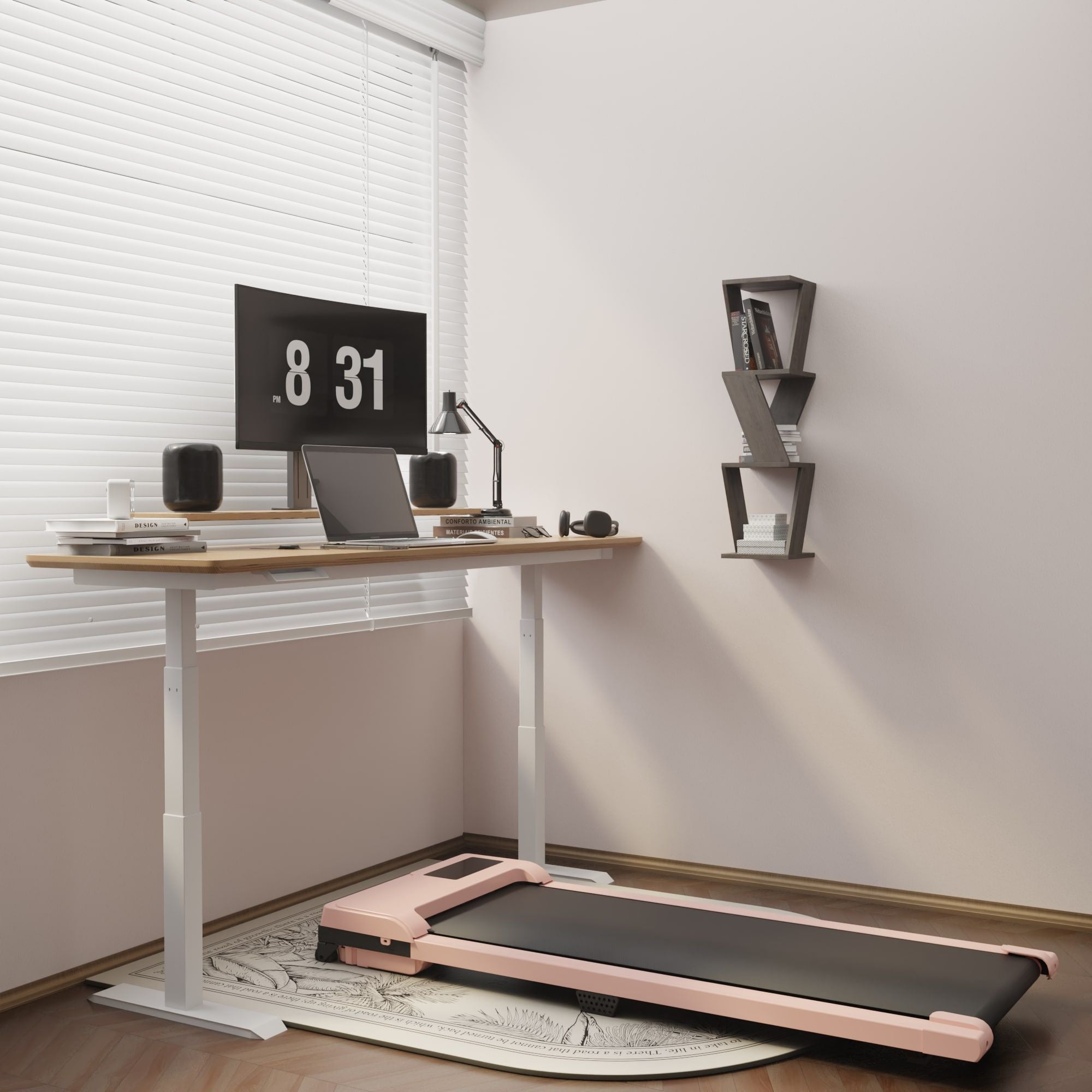 Modern treadmill desk setup 